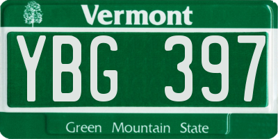 VT license plate YBG397