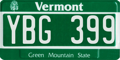 VT license plate YBG399