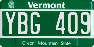 VT license plate YBG409
