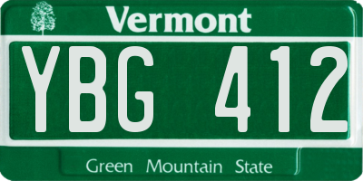VT license plate YBG412