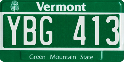 VT license plate YBG413