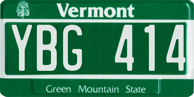 VT license plate YBG414