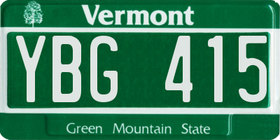 VT license plate YBG415