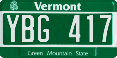 VT license plate YBG417