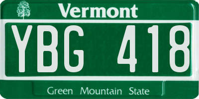 VT license plate YBG418