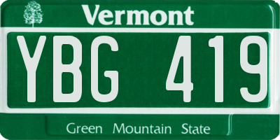 VT license plate YBG419