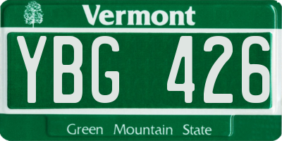 VT license plate YBG426