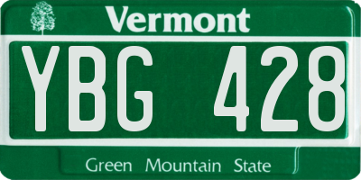 VT license plate YBG428