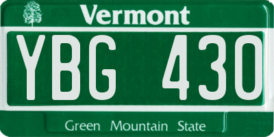 VT license plate YBG430