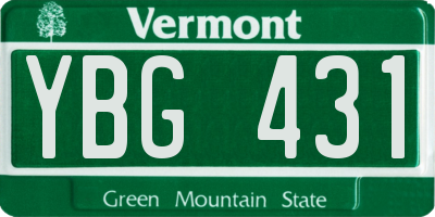 VT license plate YBG431