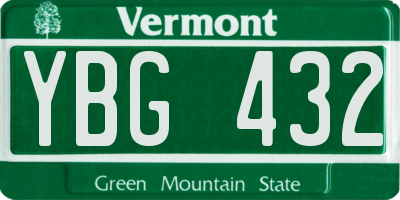 VT license plate YBG432