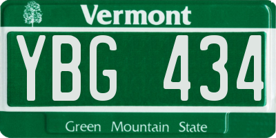 VT license plate YBG434