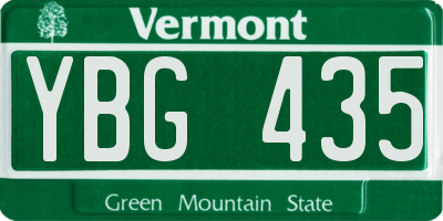VT license plate YBG435