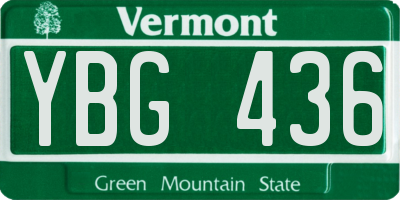 VT license plate YBG436