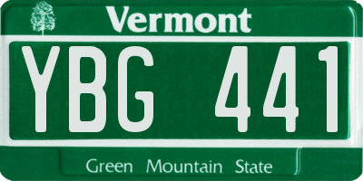 VT license plate YBG441