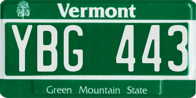 VT license plate YBG443