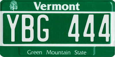 VT license plate YBG444