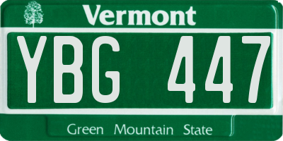 VT license plate YBG447