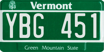 VT license plate YBG451