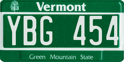 VT license plate YBG454
