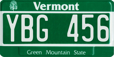 VT license plate YBG456