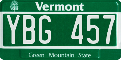 VT license plate YBG457