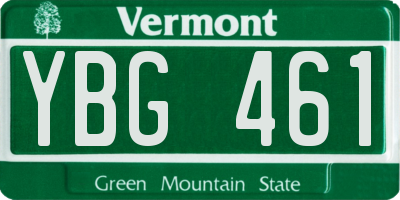 VT license plate YBG461