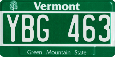 VT license plate YBG463