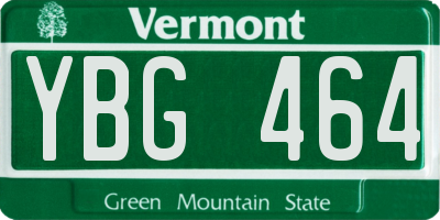 VT license plate YBG464