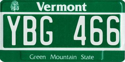 VT license plate YBG466