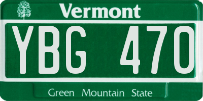 VT license plate YBG470