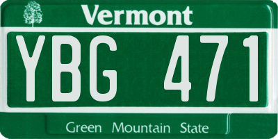 VT license plate YBG471