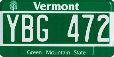 VT license plate YBG472