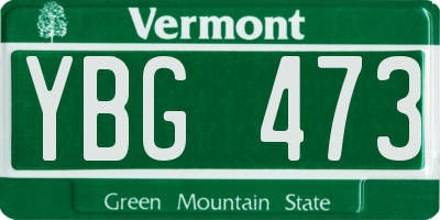VT license plate YBG473