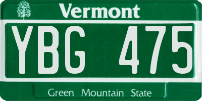 VT license plate YBG475