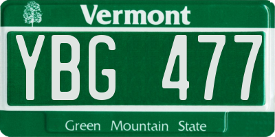 VT license plate YBG477
