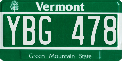 VT license plate YBG478