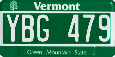 VT license plate YBG479
