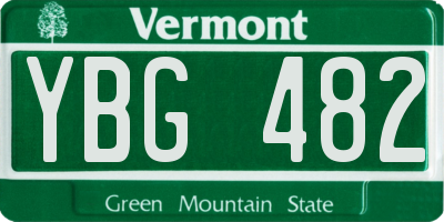 VT license plate YBG482