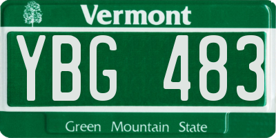VT license plate YBG483