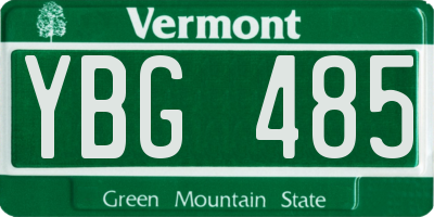 VT license plate YBG485