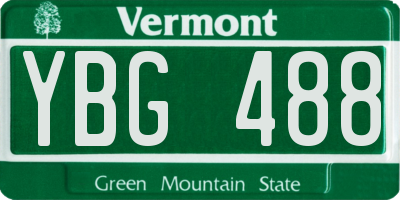 VT license plate YBG488