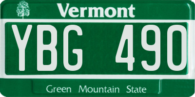 VT license plate YBG490
