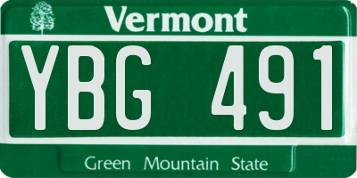 VT license plate YBG491