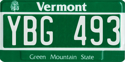 VT license plate YBG493