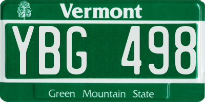 VT license plate YBG498