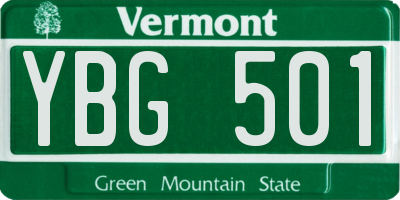 VT license plate YBG501