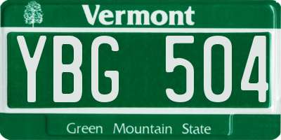 VT license plate YBG504