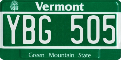 VT license plate YBG505