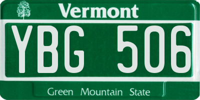 VT license plate YBG506